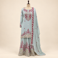 Light Green Contrast Embellished Salwar Suit with Dupatta