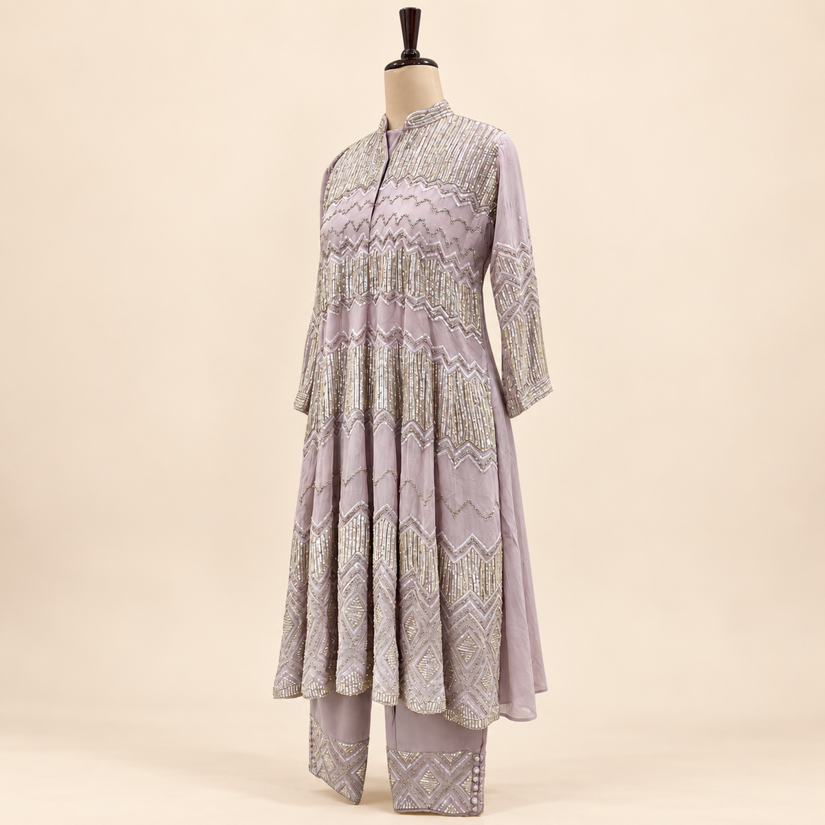 Lavender Silver Embellished Salwar Suit with Dupatta