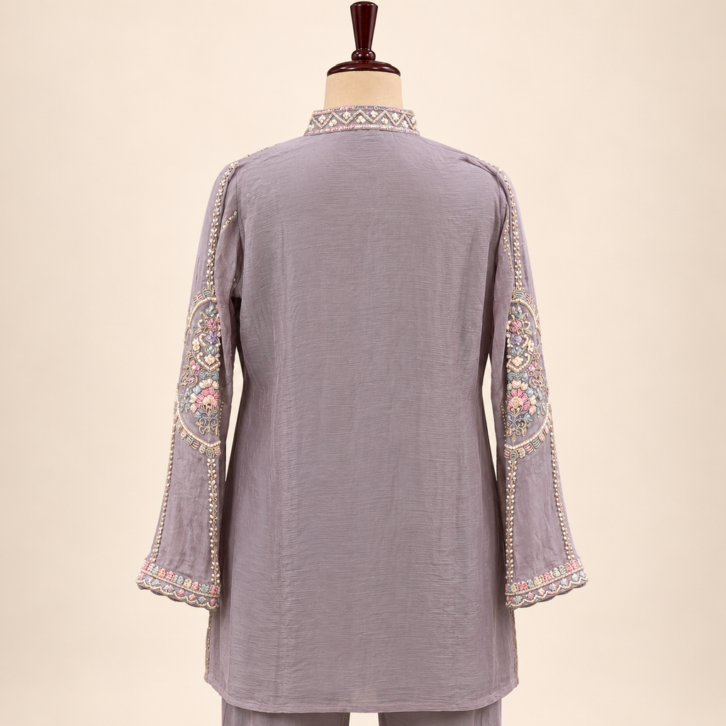 Lavender Multi colour Embellished Sharara Salwar Suit