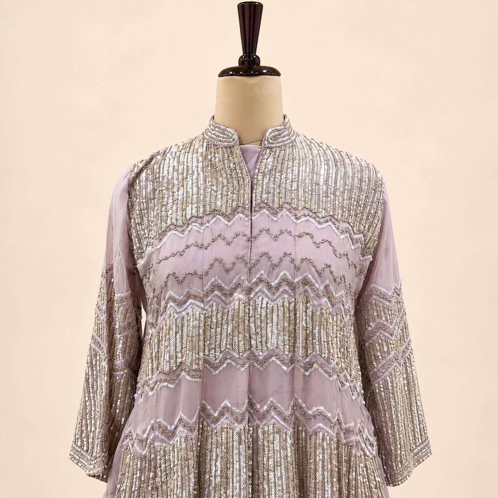 Lavender Silver Embellished Salwar Suit with Dupatta