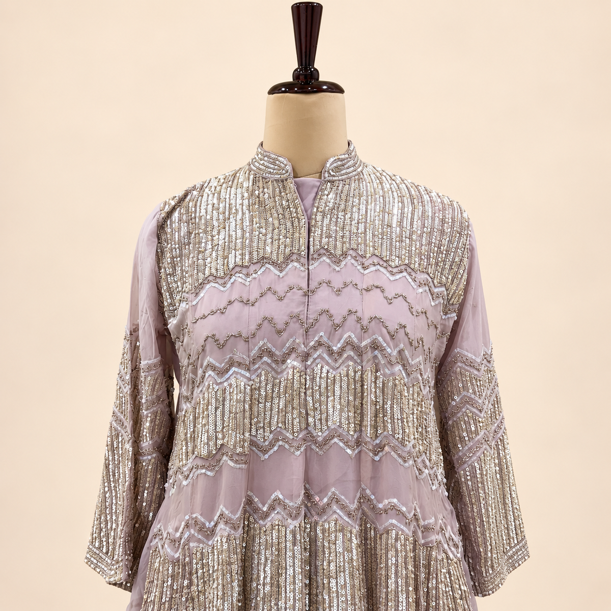 Lavender Silver Embellished Salwar Suit with Dupatta