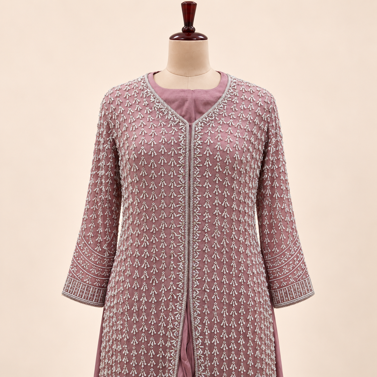 Dusty Pink Embellished Georgette Salwar Suit with Dupatta