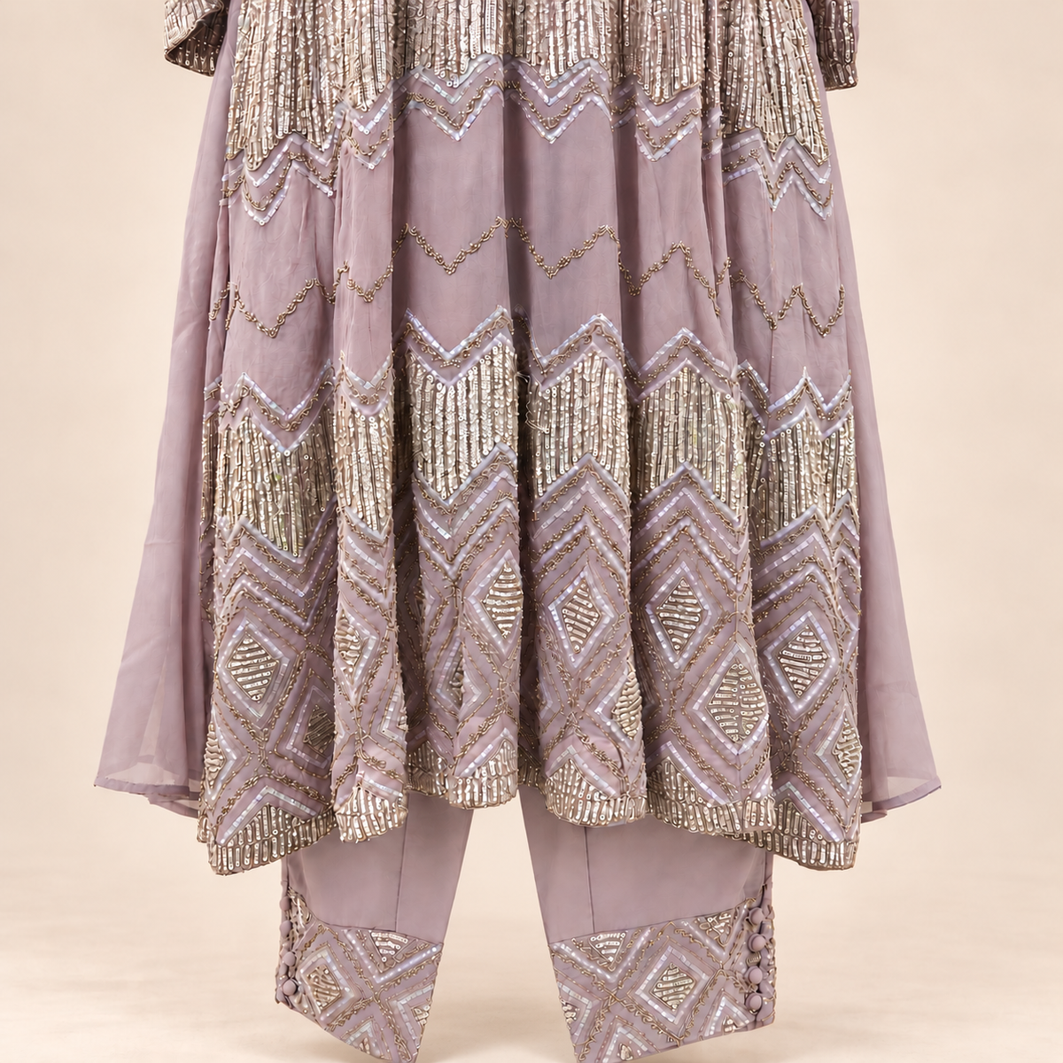 Lavender Silver Embellished Salwar Suit with Dupatta