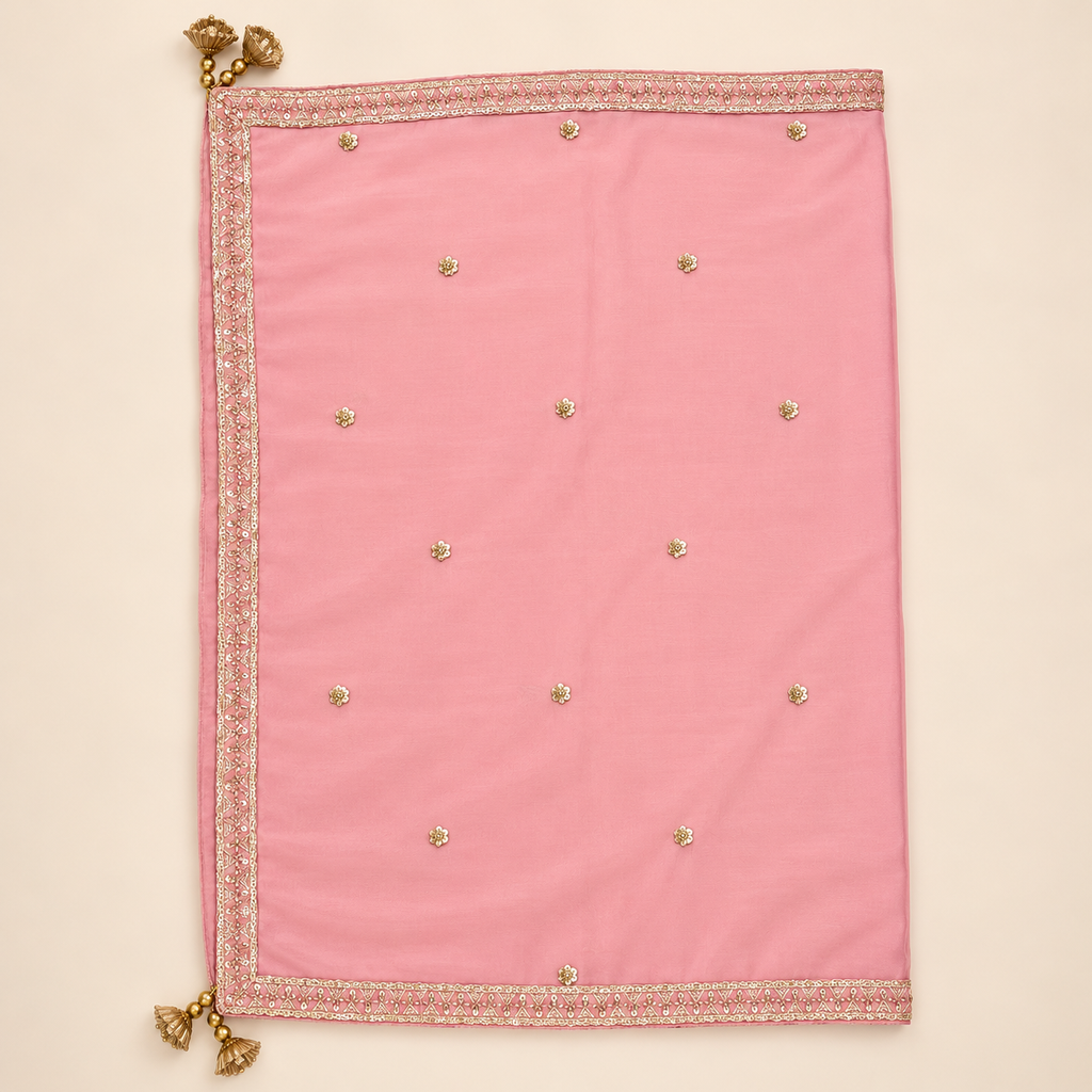 Blush Pink Embroidered Chiffon  Salwar Set with Dupatta
