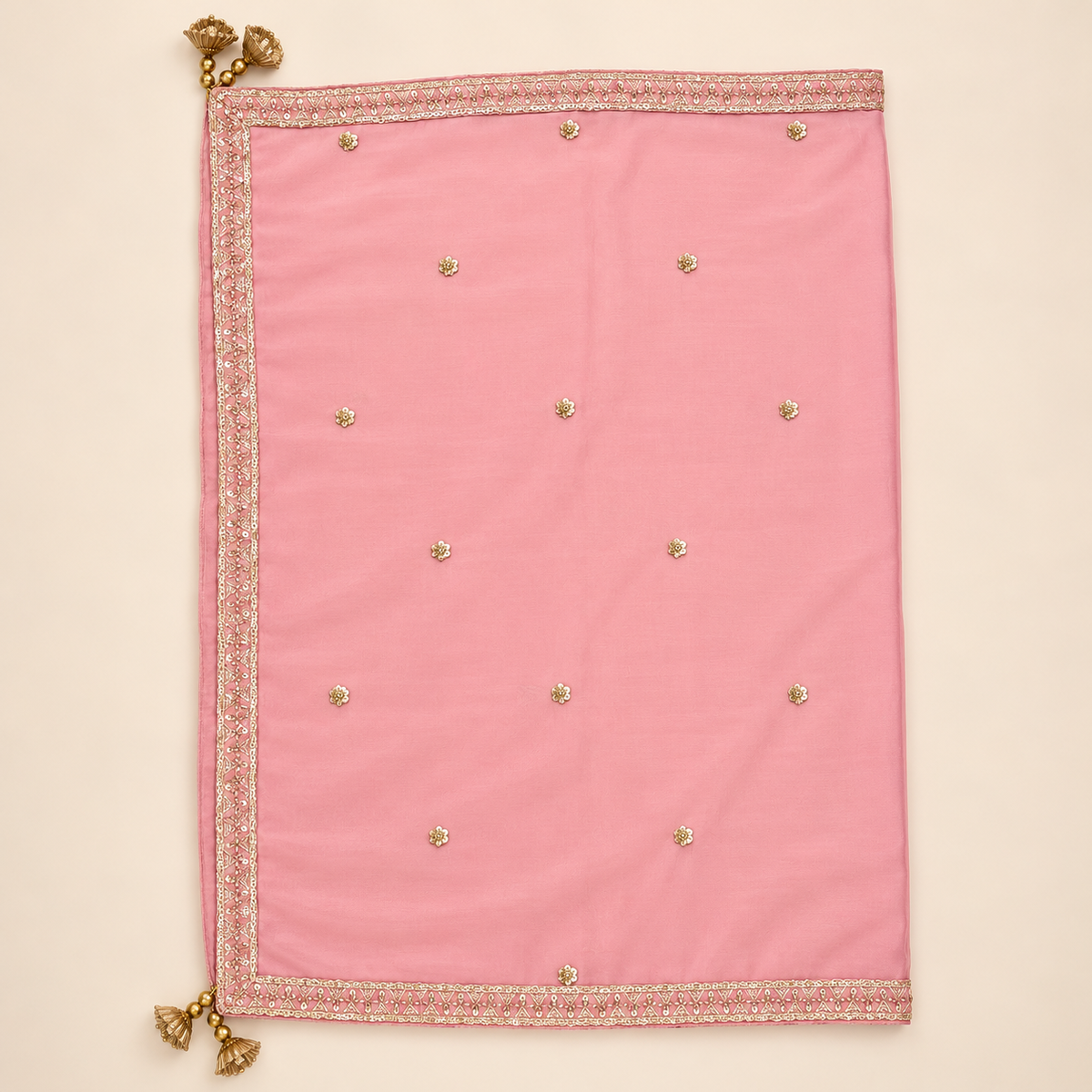 Blush Pink Embroidered Chiffon  Salwar Set with Dupatta