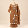 Multi-Tone Brown Cotton Floral Embroidered Salwar Suit with Dupatta