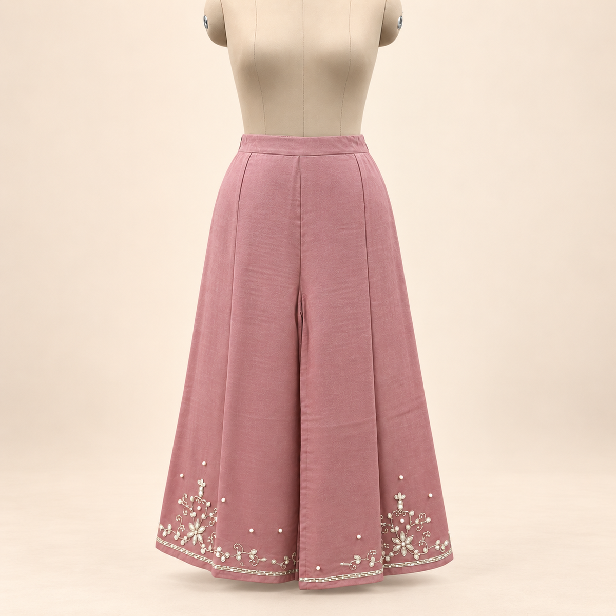 Onion Pink Ornate Embellished Salwar Suit with Palazzo &amp; Dupata