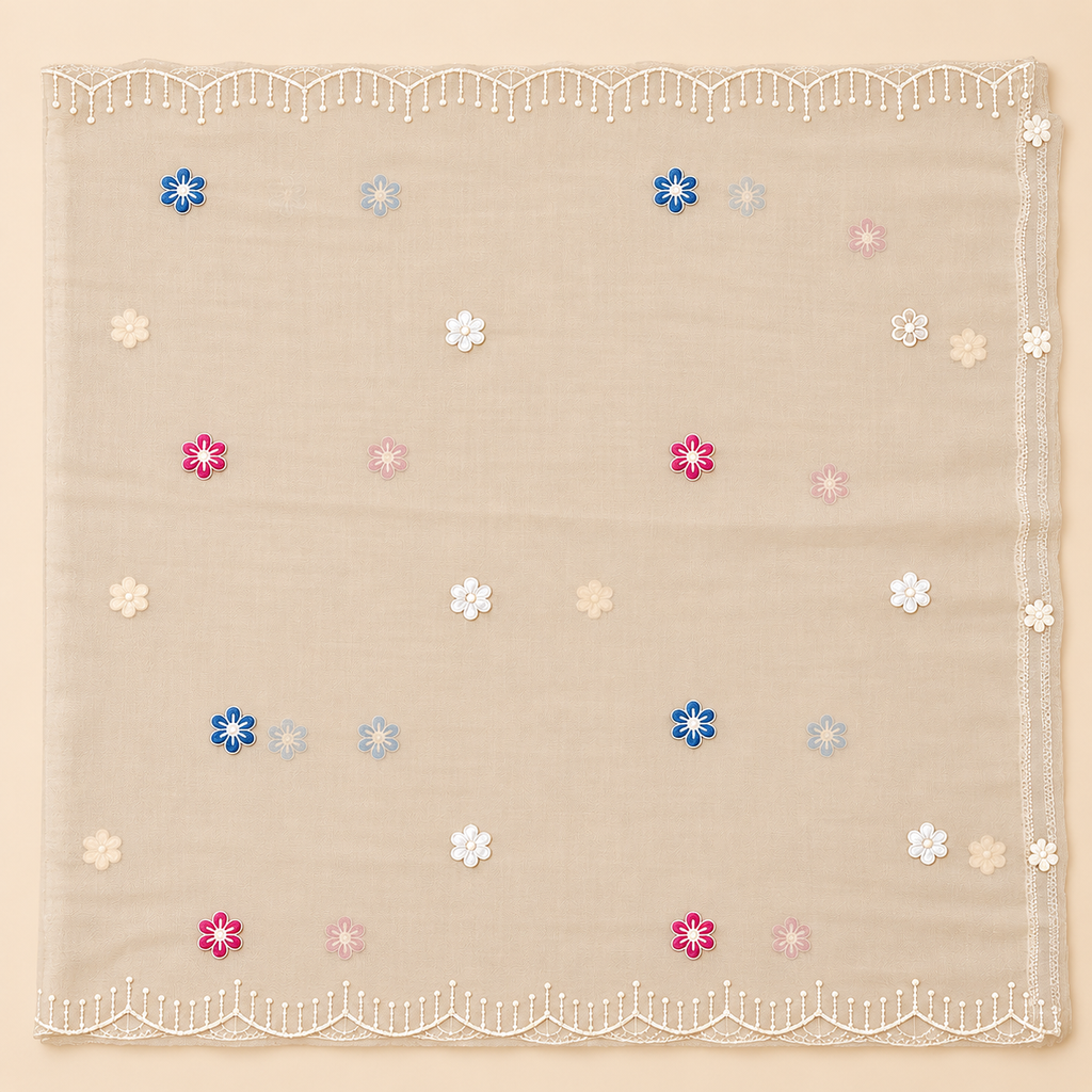 Multi-Colour Cotton Floral Embroidered Layered Kurta Set