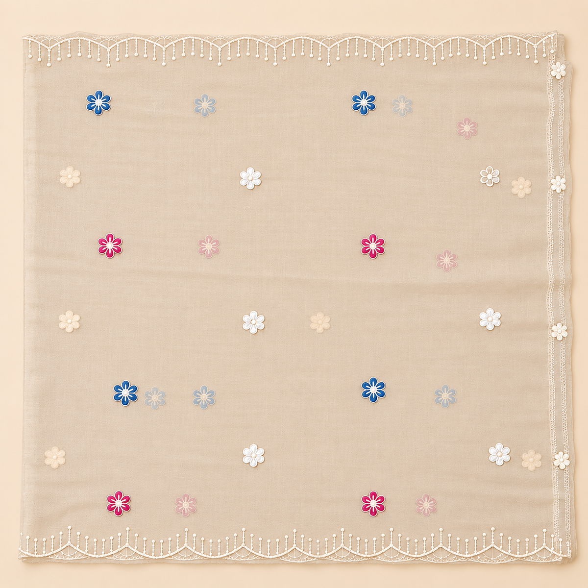 Multi-Colour Cotton Floral Embroidered Layered Kurta Set