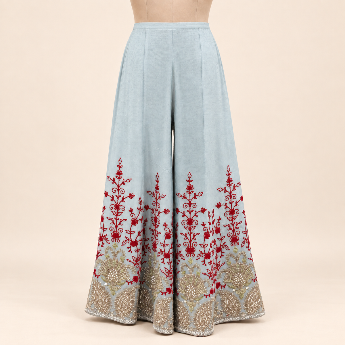 Light Green Contrast Embellished Salwar Suit with Dupatta