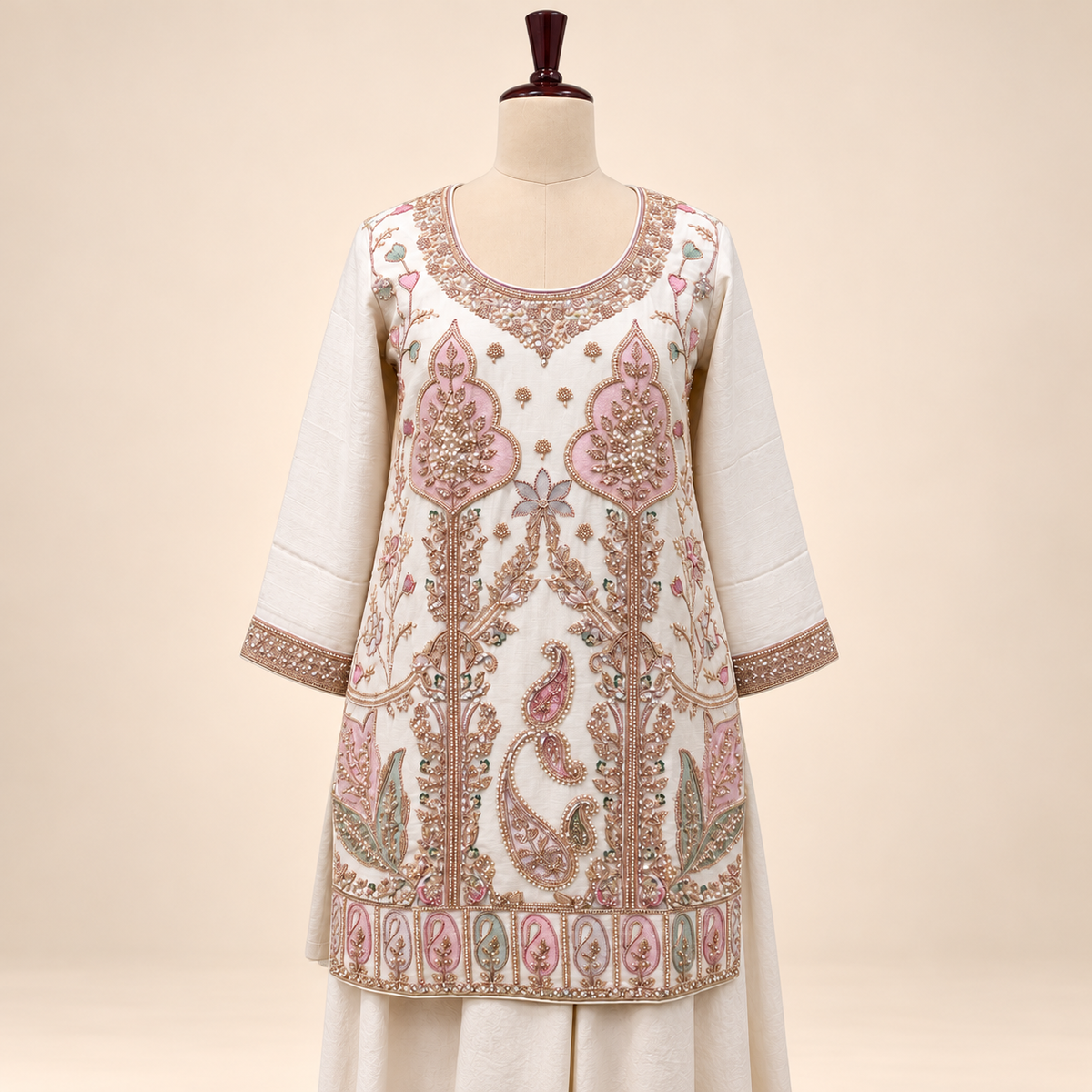 Cream Fendi Embroidered Palazzo Suit