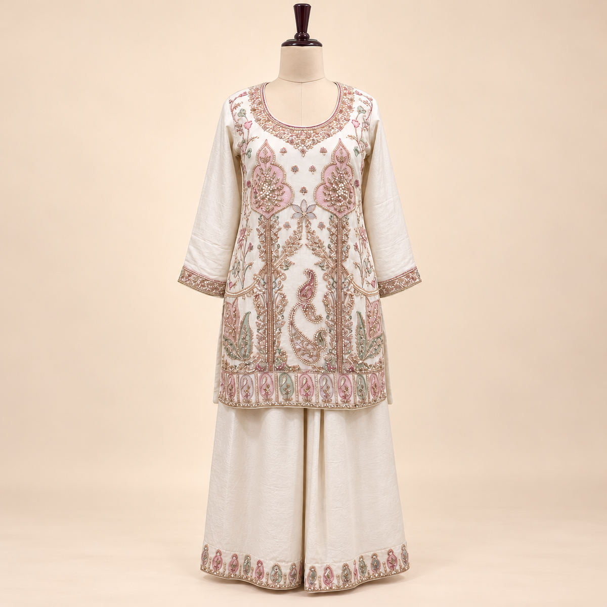 Cream Fendi Embroidered Palazzo Suit