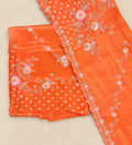 Elegant Peach Shimmer Dress Material with Delicate Floral Embroidery