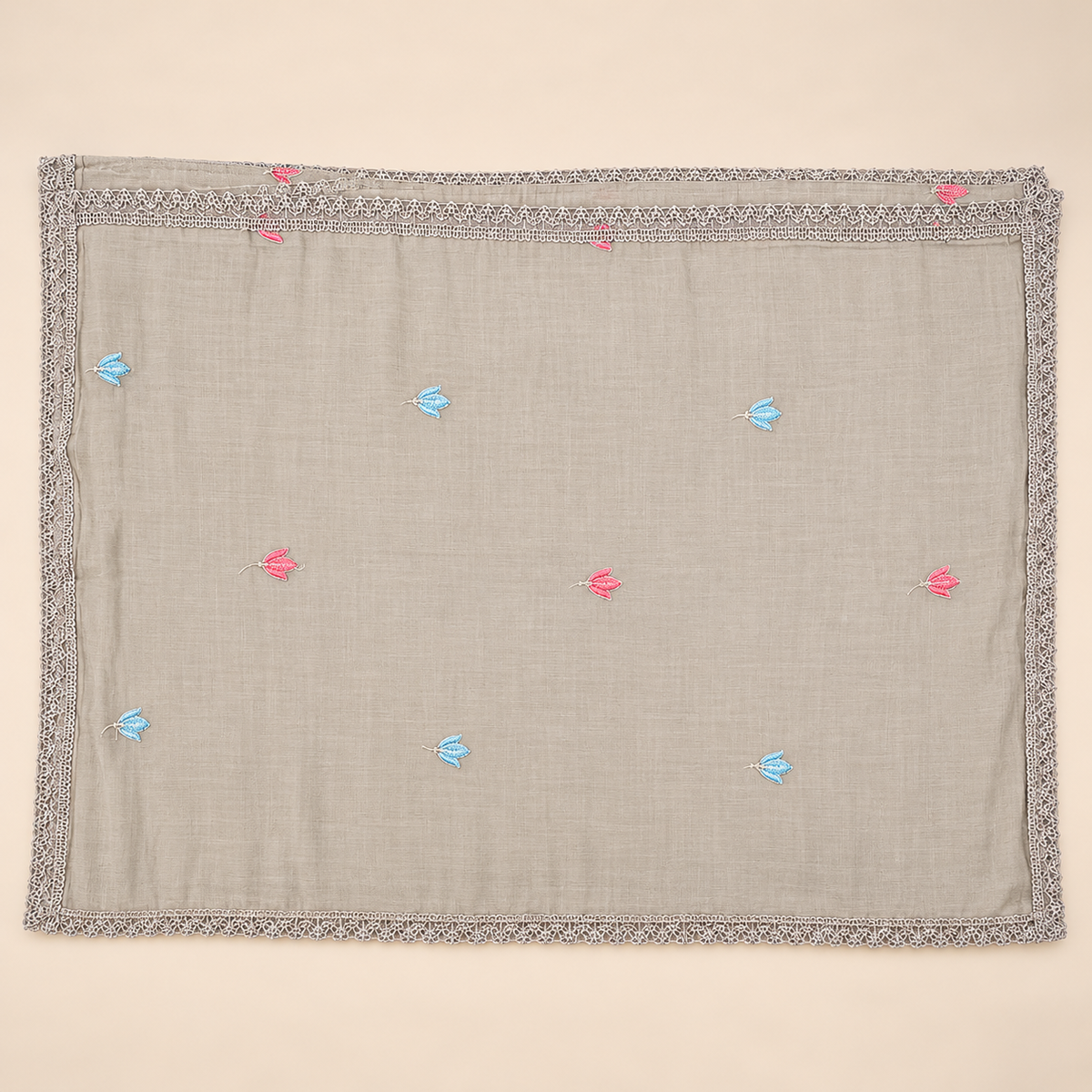 Grey Multicolour Floral Embroidered Cotton Straight Cut Salwar Suit Set with Dupatta
