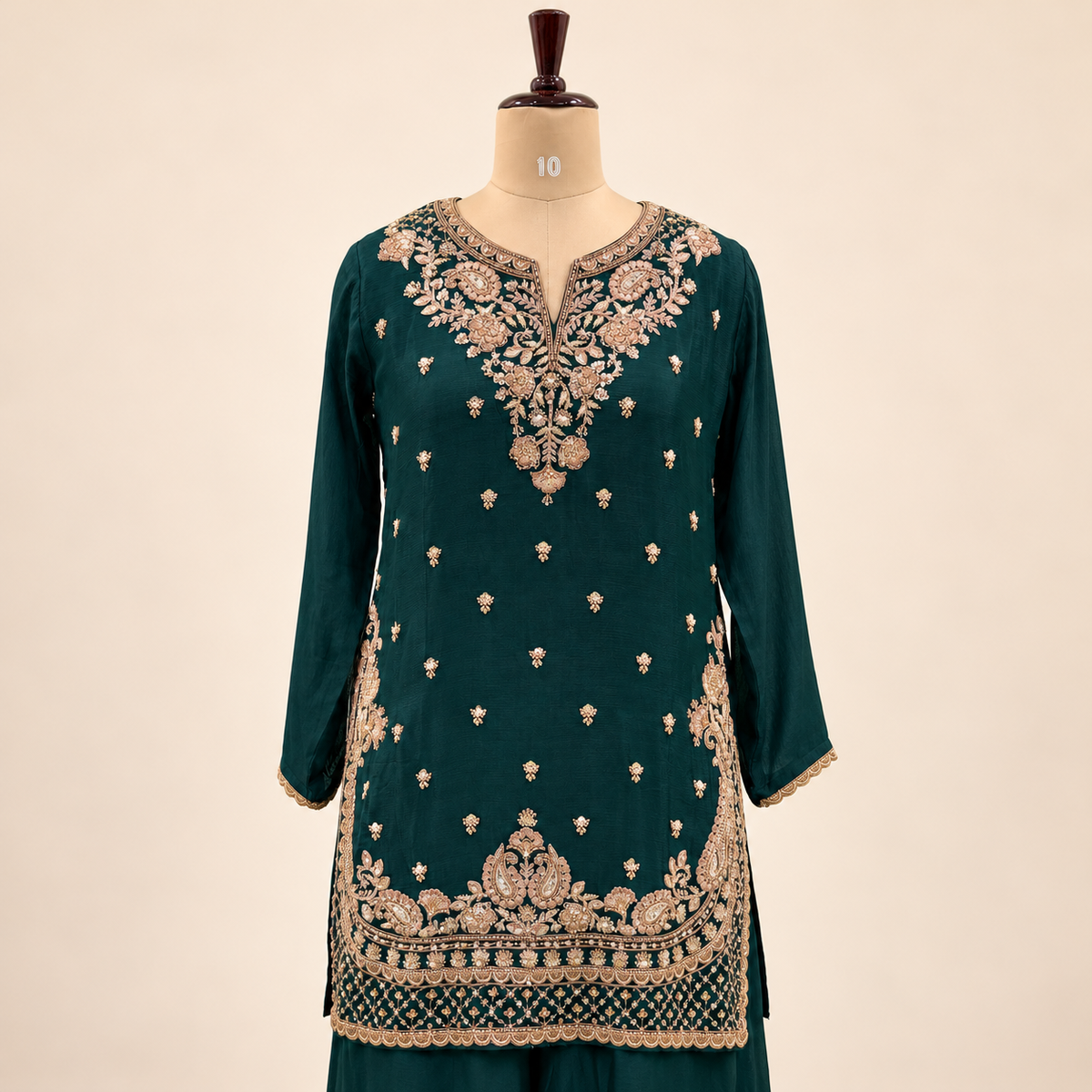 Emerald Green Shimmer Embellished Salwar Set with Dupatta