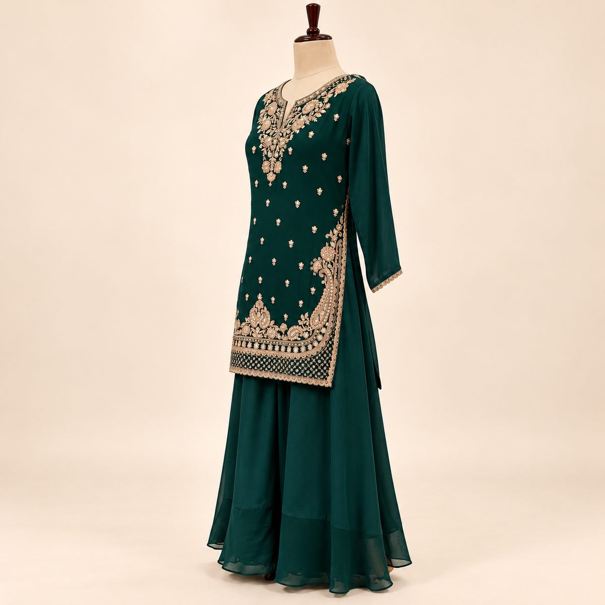 Emerald Green Shimmer Embellished Salwar Set with Dupatta