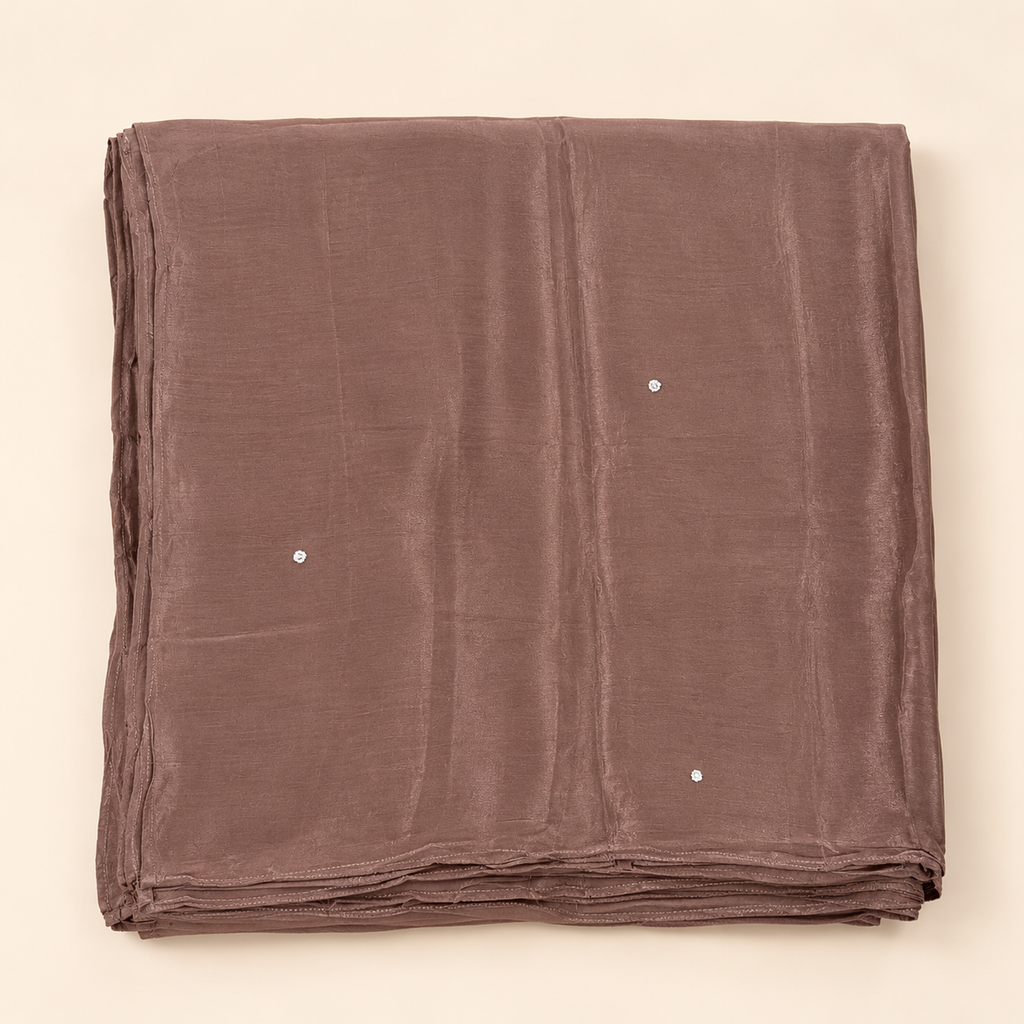 Mocha Brown Embroidered Chinon Straight-Cut Salwar Set with Dupatta