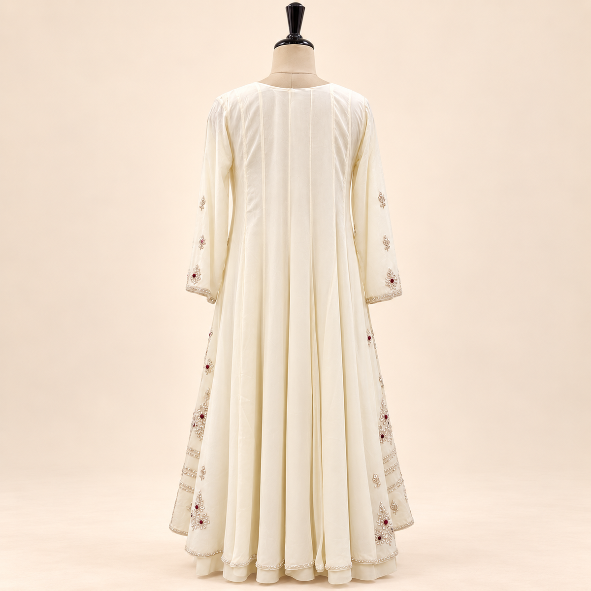Cream Embellished chinon Salwar Suit with Dupatta