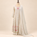 Elegant Cream Shimmer Embroidered Anarkali Set