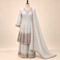 Cream Fendi Embroidered Palazzo Salwar Set