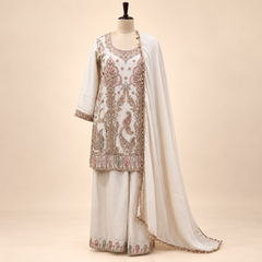 Cream Fendi Embroidered Palazzo Suit