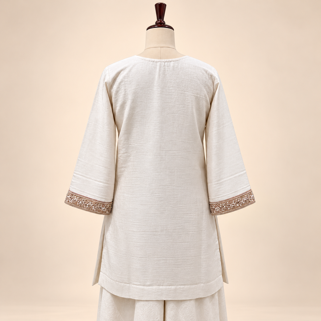 Cream Fendi Embroidered Palazzo Suit