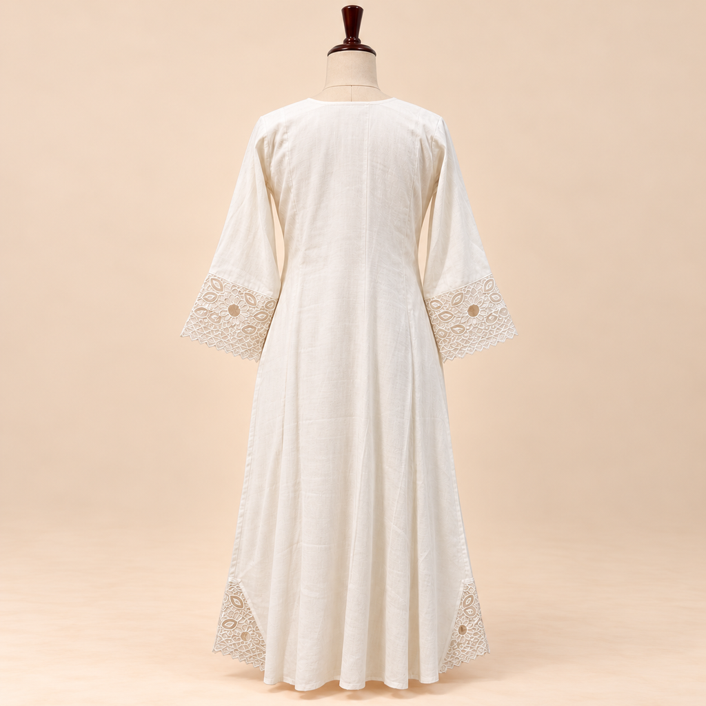 Multi-Tone Ivory Cotton Floral Embroidered Straight Cut Salwar Suit with Dupatta