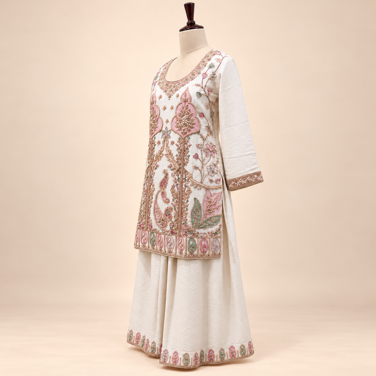 Cream Fendi Embroidered Palazzo Suit