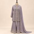Lavender Multi colour Embellished Sharara Salwar Suit