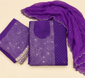 Royal Purple Chiffon Dress Material with Shimmering Stonework and Embroidered Dupatta