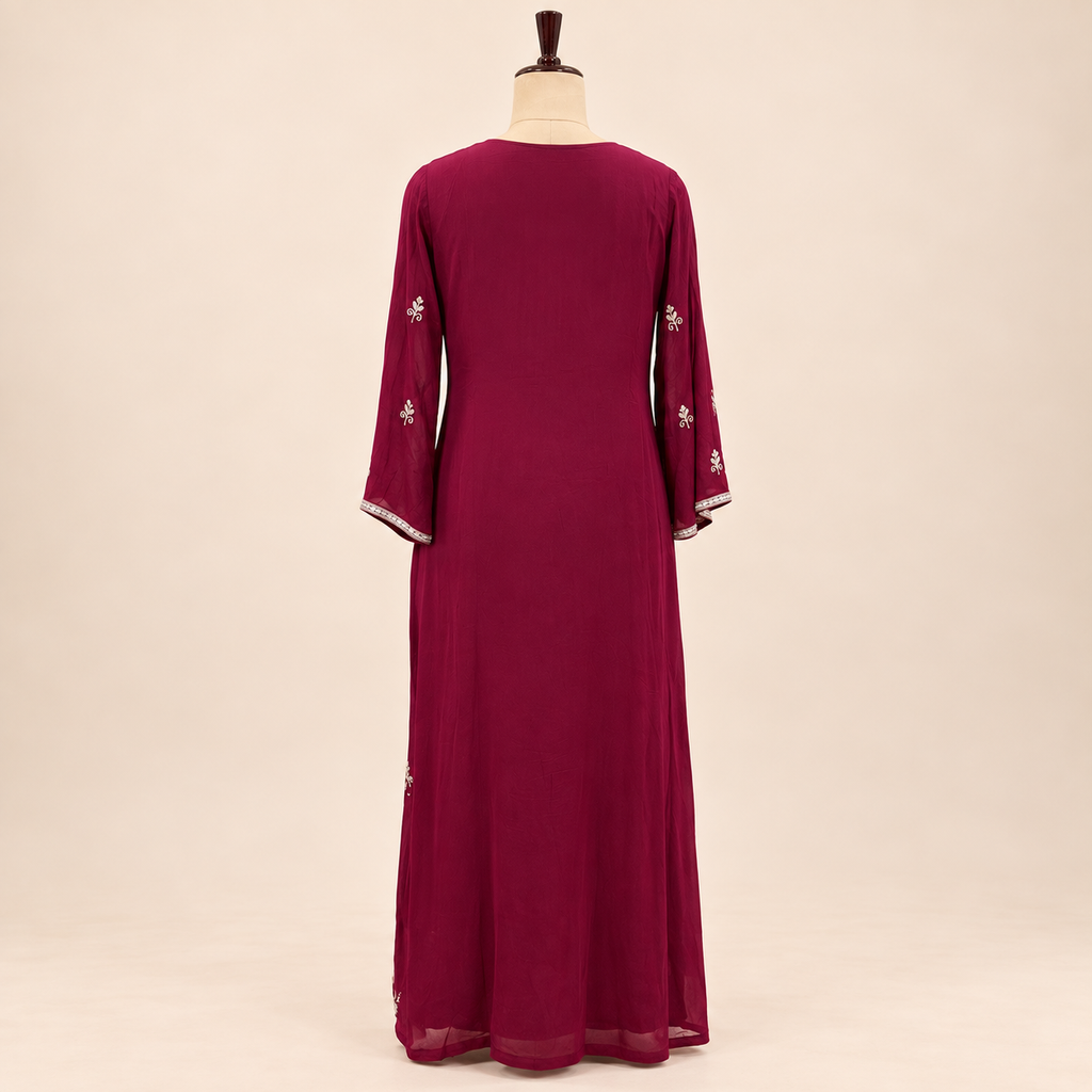 Maroon Floral Embellished Salwar Suit with Dupatta