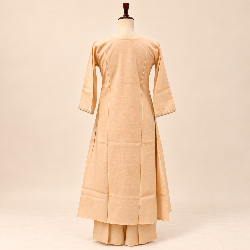 Multicolour Embroidered Cotton Kurta Set with Palazzo