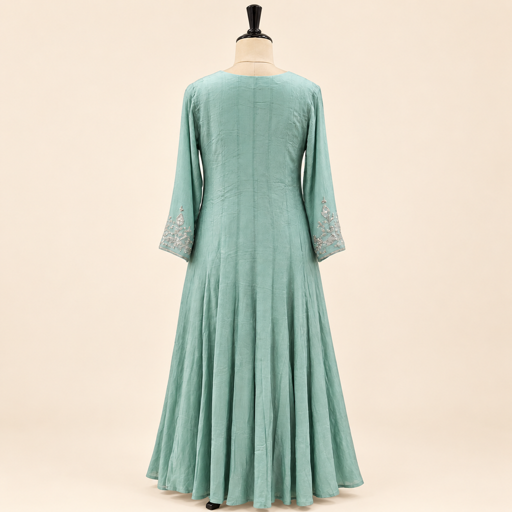 Green Embroidered Chiffon Salwar Set with Elegant Dupatta
