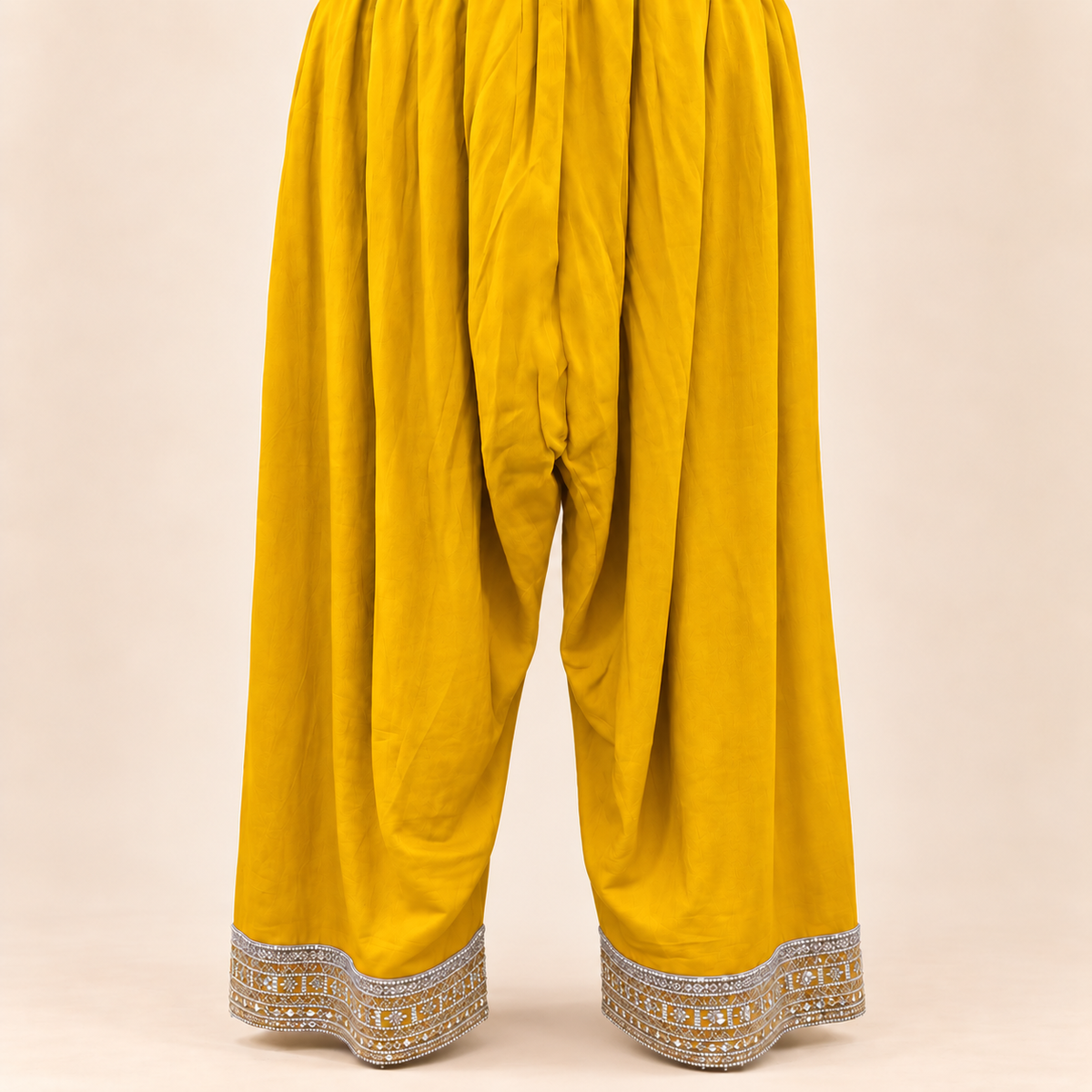 Sunshine Yellow Embellished Crepe Salwar