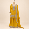 Sunshine Yellow Embellished Crepe Salwar