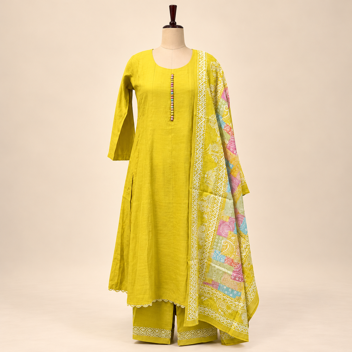 Multicolour Printed Cotton Kurta Set