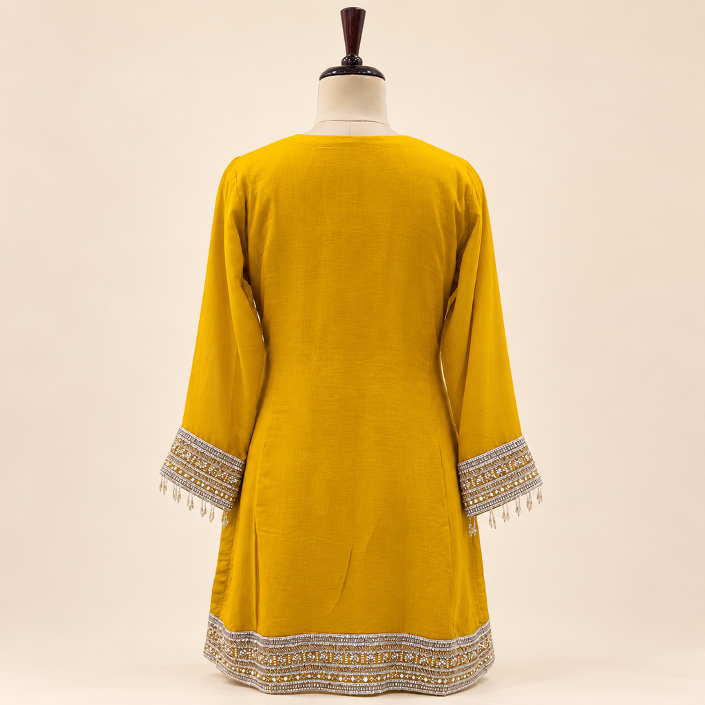 Sunshine Yellow Embellished Crepe Salwar