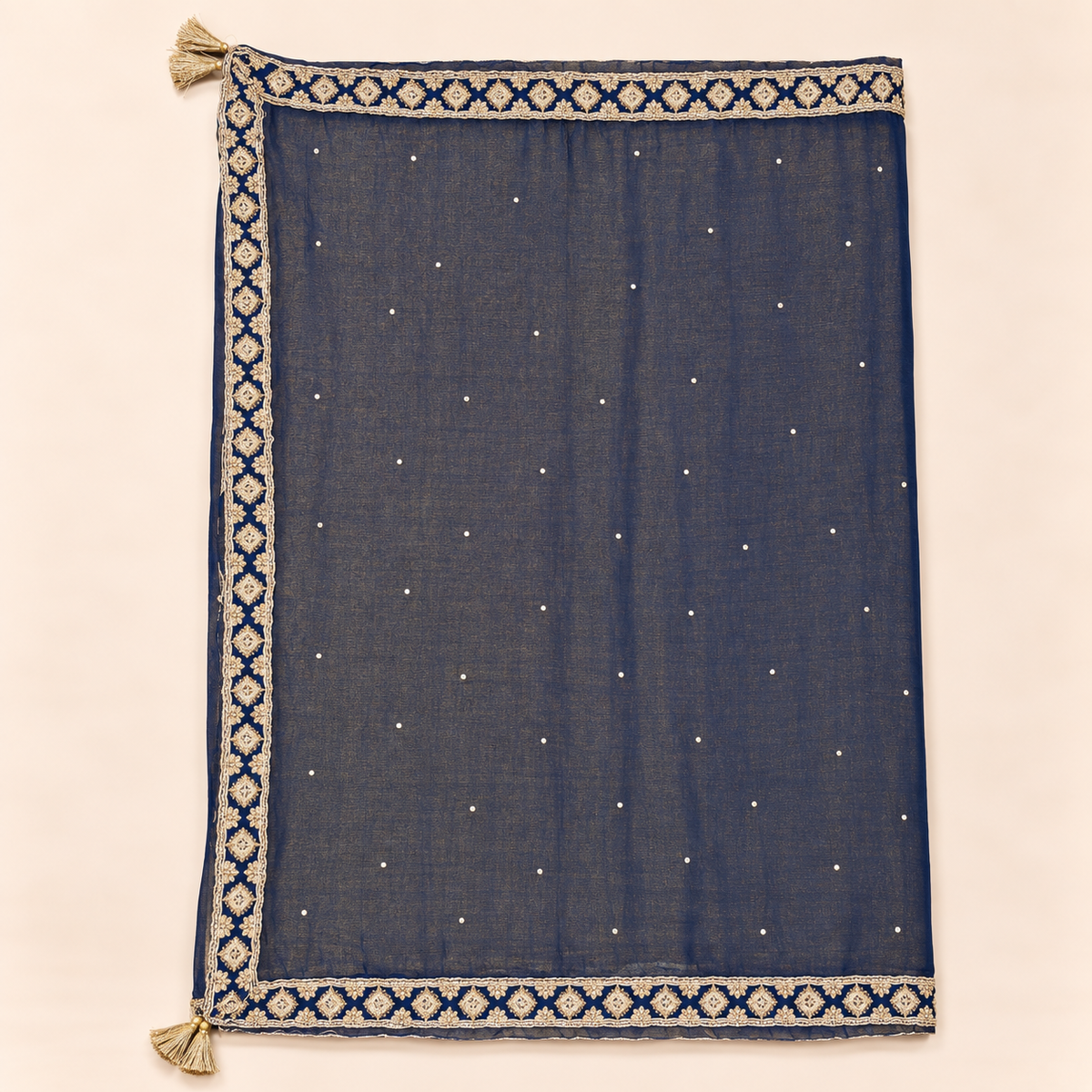Royal Blue Gold Embellished Salwar Suit with Flared Bottom &amp; Dupatta