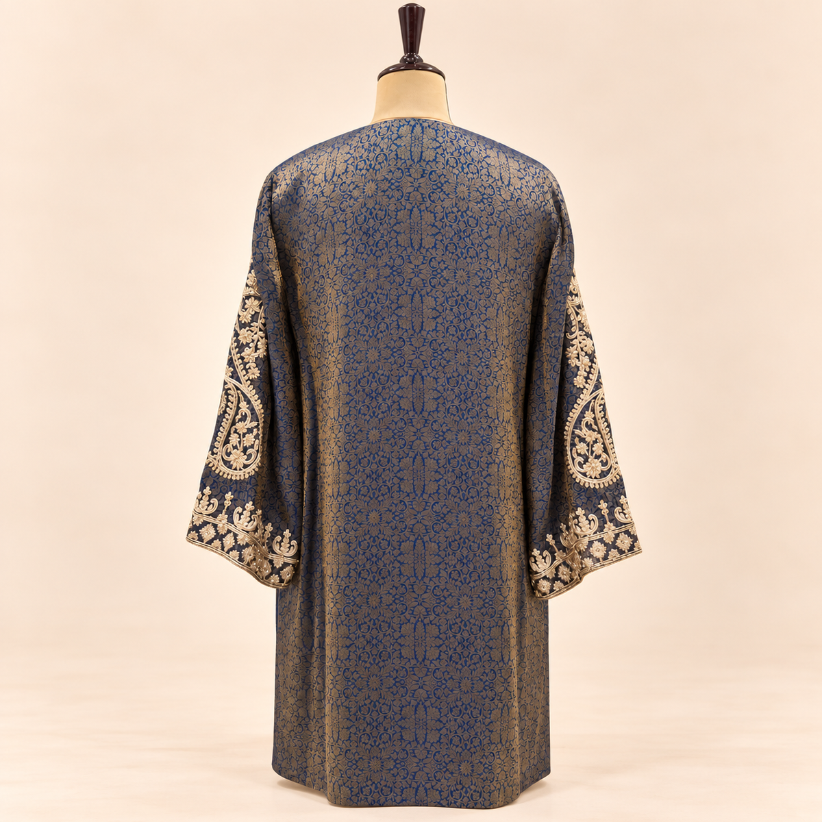 Royal Blue Gold Embellished Salwar Suit with Flared Bottom &amp; Dupatta