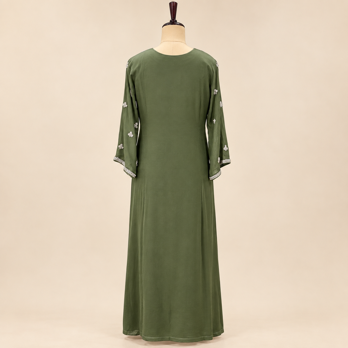 Olive Green Floral Embellished Georgette Salwar Suit with Dupatta