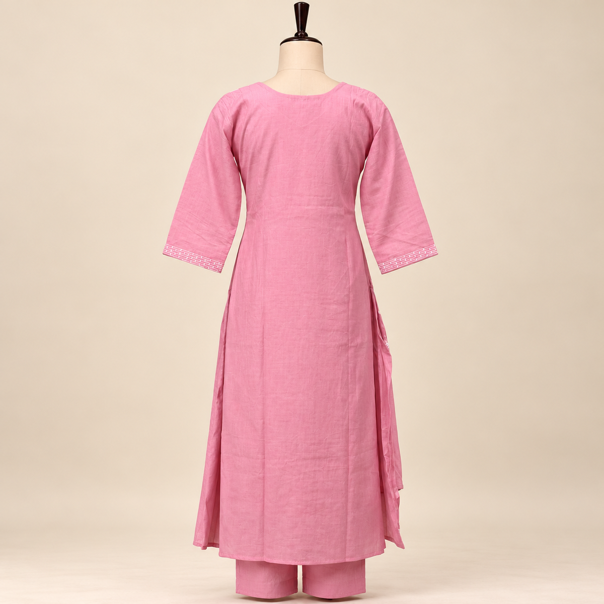 Multi-Tone Pink Cotton Floral Embroidered Straight Cut Salwar Suit with Dupatta