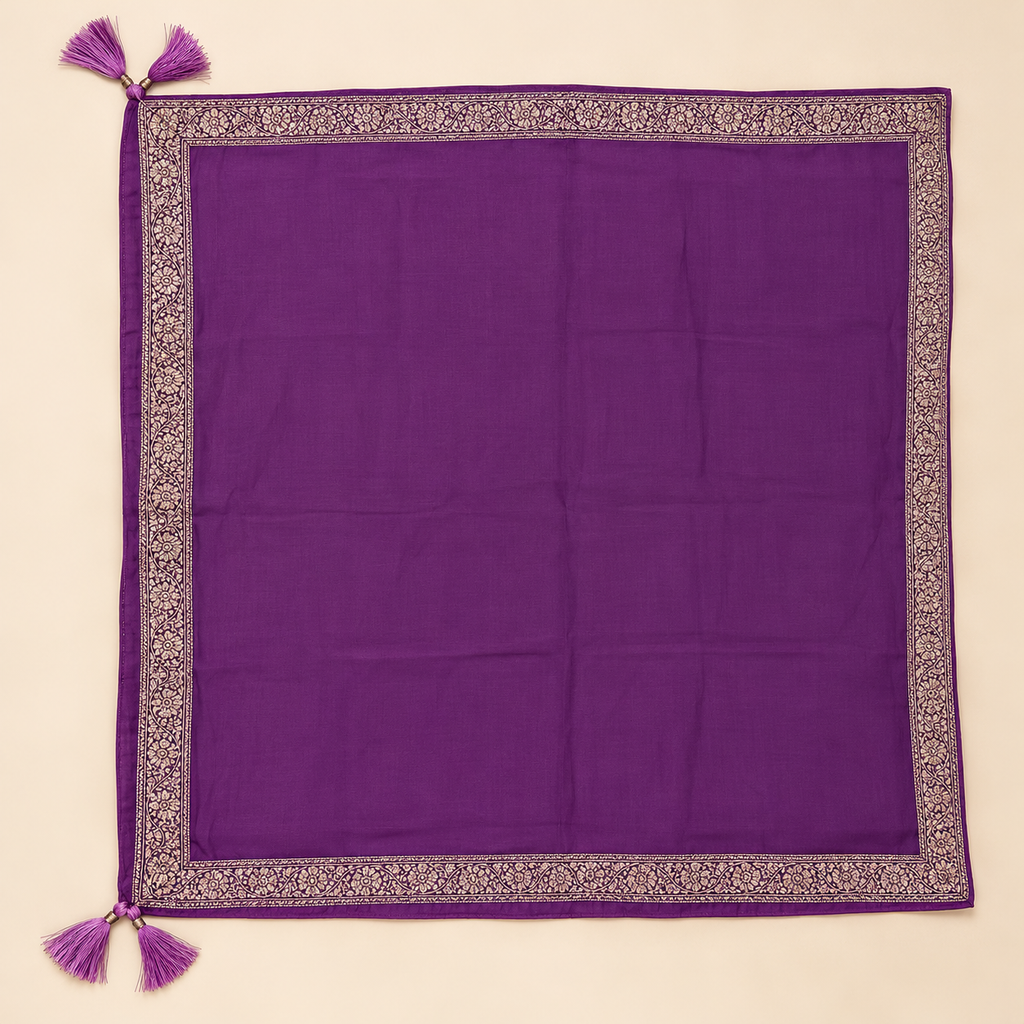 Lavender Silk Embroidered Kurta Set with Palazzo and Dupatta