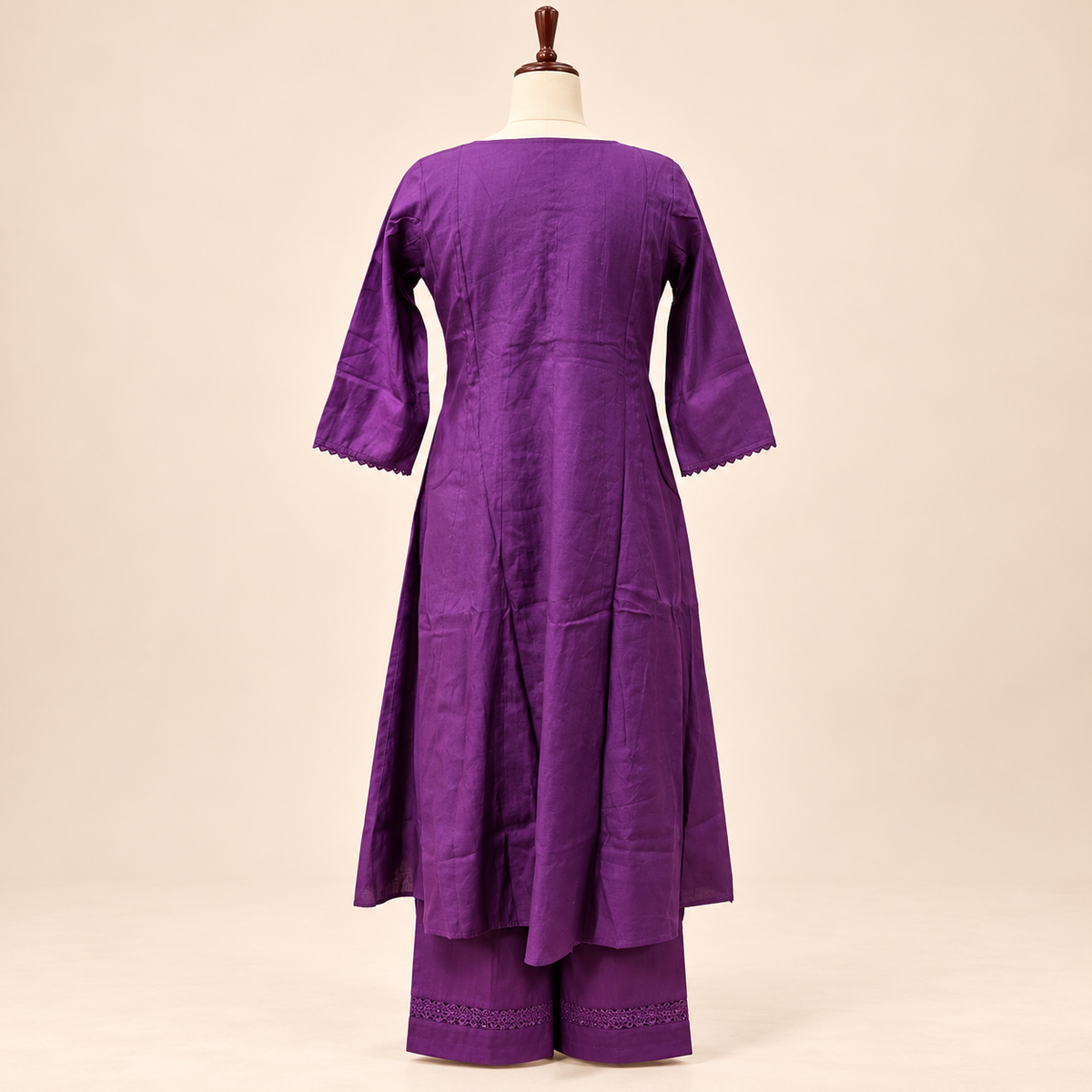 Multicolour Cotton Kurta Set with Beaded Neckline and Floral Printed Dupatta
