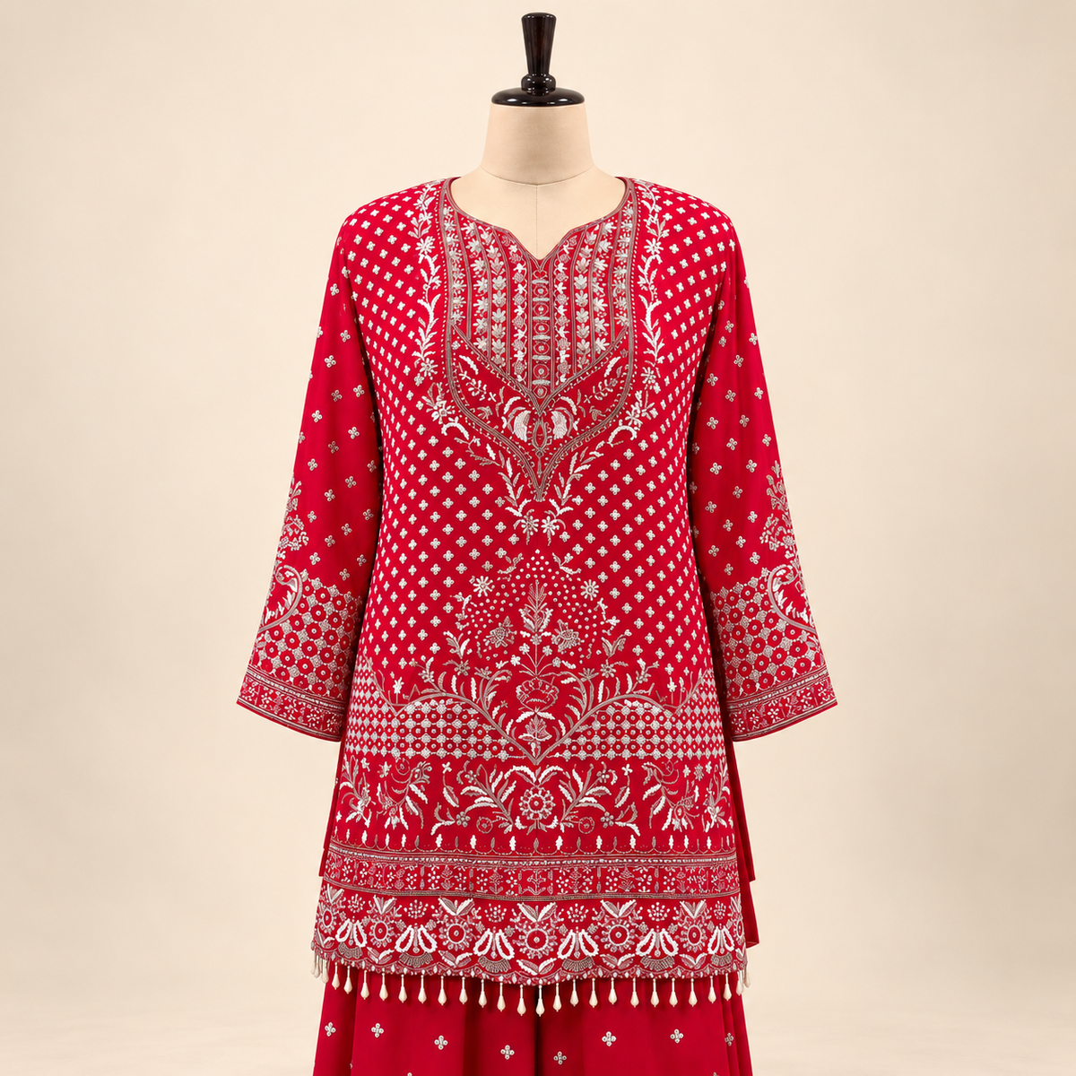Peach Embellished Shimmer Salwar Set with Elegant Dupatta