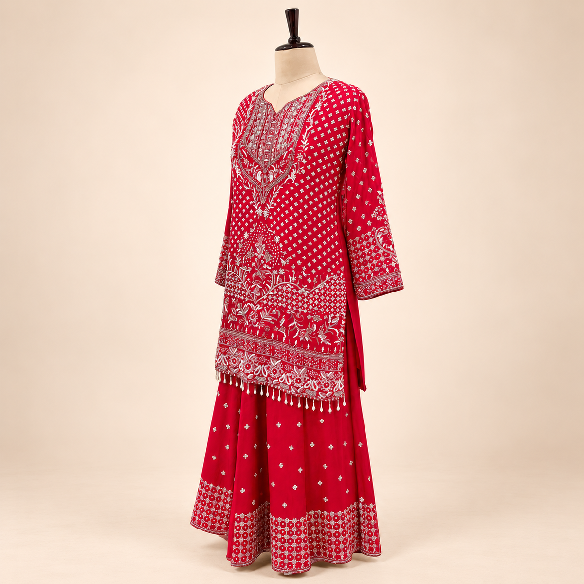 Peach Embellished Shimmer Salwar Set with Elegant Dupatta