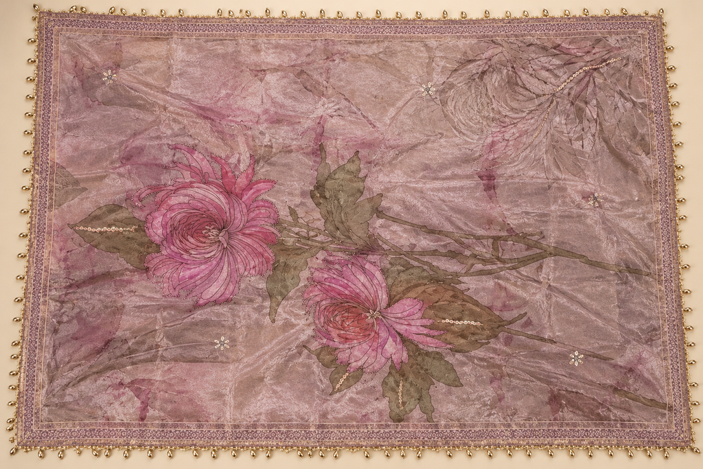 Elegant Lavender Shimmer Dress Material with Floral Printed Dupatta