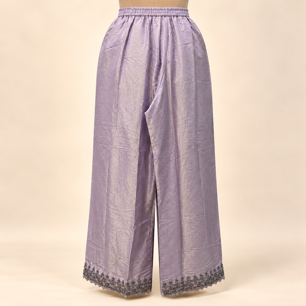 Lavender Shimmer Embroidered Straight Cut Salwar Suit with Dupatta