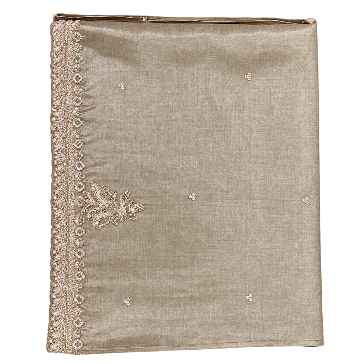Beige Embellished Silk Salwar Suit with Dupatta