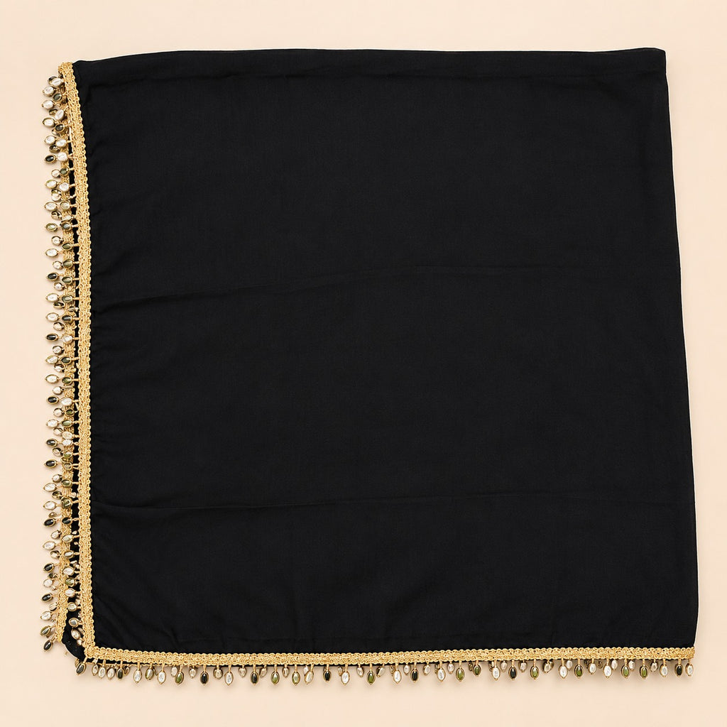 Elegant Black Crepe Embroidered Palazzo Salwar Set