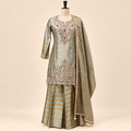 Elegant Golden Embroidered Palazzo Salwar Set